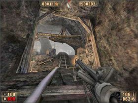 Po chwili wjeżdżamy do pierwszego pomieszczenia i od razu zabieramy się do jego czyszczenia - 6.8 Podziemia cz.1 | Painkiller Battle Out of Hell - Painkiller: Battle Out of Hell - poradnik do gry