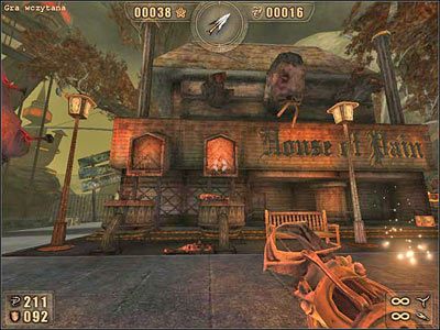 Dostanie się do pomieszczenia (jest na celowniku painkillera) będzie wymagało nieco sprytu - 6.2 Smutne Miasteczko cz.2 | Painkiller Battle Out of Hell - Painkiller: Battle Out of Hell - poradnik do gry