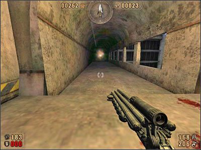 Przed nami teleporter - z którego (po ewentualnym oczyszczeniu garażu z przeoczonych dóbr - ale uwaga na czas - 6.5 Wymarłe Miasto cz.4 | Painkiller Battle Out of Hell - Painkiller: Battle Out of Hell - poradnik do gry