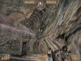 Gdy dotrzemy do ściany - zgodnie ze znanym nam już sposobem ślizgamy się skacząc w lewo, do miejsca, gdzie jest platforma - 6.9 Jaskinia cz.3 | Painkiller Battle Out of Hell - Painkiller: Battle Out of Hell - poradnik do gry