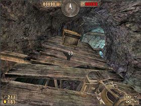 Z jej szczytu widać leżącą na jednym z pomostów skrzynię - 6.9 Jaskinia cz.4 | Painkiller Battle Out of Hell - Painkiller: Battle Out of Hell - poradnik do gry