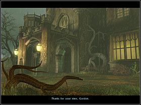 Chociaż lało jak z cebra, postanowiłem pogadać z Morrisem odnośnie ostatnich wydarzeń - 16 [Rozdział 2] Zamek Black Mirror - The Black Mirror - poradnik do gry