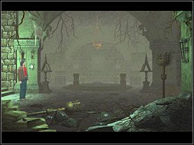 Ciemno tu... Po lewej, na kolumnie, dojrzałem otwór, podobny do tego, w którym umieściłem przedmiot z diamentem w dzwonnicy - 29 [Rozdział 2] Plebania Warmhill - The Black Mirror - poradnik do gry