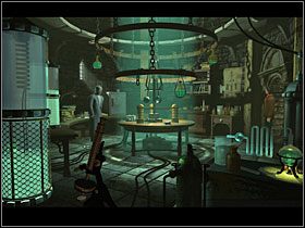 Ze stolika wziąłem małą butelkę, wszak w czymś ten tlenek muszę przynieść oraz podniosłem rozbitą flaszkę z podłogi, by następnie odczytać naklejkę - 42 [Rozdział 3] Zamek w Walii - The Black Mirror - poradnik do gry