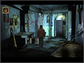 Na ścianie zauważyłem zaklejoną dziurę przez która mogłem pogadać z Ralphem - 68 [Rozdział 5] Sanatorium w Ashburry - The Black Mirror - poradnik do gry