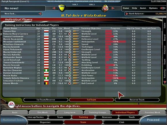 Zawodników możemy trenować maksymalnie w trzech grupach treningowych - Rodzaje grup treningowych | Trening | Total Club Manager 2005 - Total Club Manager 2005 - poradnik do gry