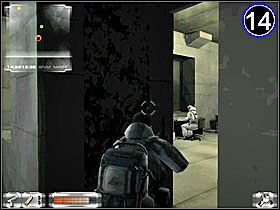 Idź do [13] - kiedy patrolujący krótki odcinek strażnik będzie odwrócony, ukryj się za ścianką, jak pokazuje to obrazek - Misja 2-A cz.2 | Gorky 02 Aurora Watching - Gorky 02: Aurora Watching - poradnik do gry