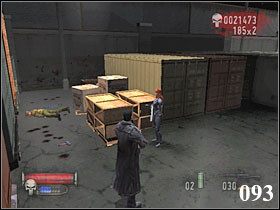 Po eksplozji cofamy, wychodzimy i idziemy na lewą stronę, aż do drzwi (092) - 7.PIER 74 cz.2 | The Punisher - The Punisher - poradnik do gry
