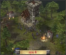 Rozbudowujemy armię (zakup żołnierzy od zaprzyjaźnionych wiosek, nie będzie tutaj złym pomysłem) i przygotowujemy się na odparcie niewielkiego ataku wroga na naszą wioskę - Misja 1 | The Settlers Dziedzictwo Królów - The Settlers: Dziedzictwo Królów - poradnik do gry