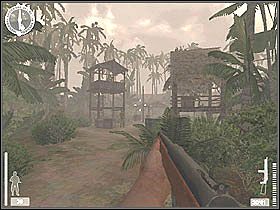 Zanim jednak opuścicie wodę warto udać się do chatki widocznej po lewej - Atol Makin (4) | Kampania 2 | Medal of Honor Wojna na Pacyfiku - Medal of Honor: Wojna na Pacyfiku - poradnik do gry
