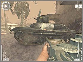 Tuż za rogiem budynku znajduje się czołg - Tarawa (6) | Kampania 4 | Medal of Honor Wojna na Pacyfiku - Medal of Honor: Wojna na Pacyfiku - poradnik do gry