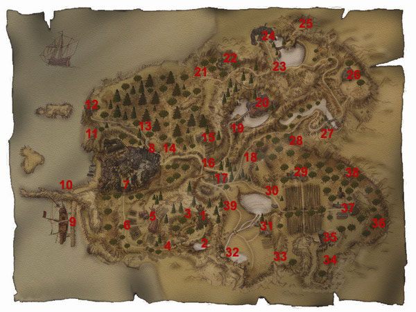 1 - Mapa terenów Khorinis | Mapy | Gothic II Noc Kruka - Gothic II: Noc Kruka - poradnik do gry