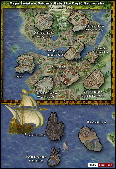 1 - Mapa Świata - część nadmorska | Baldurs Gate II Cienie Amn - Baldurs Gate II: Cienie Amn - poradnik do gry