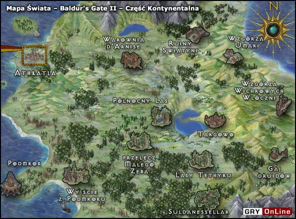 1 - Opis lokacji - Mapa Świata - część kontynentalna | Baldurs Gate II Cienie Amn - Baldurs Gate II: Cienie Amn - poradnik do gry