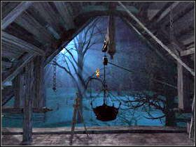 Otwórz klapę i wejdź na strych. Po lewej stronie znajduje się statyw. - Karczma i jej okolice cz.4 | Dracula Zmartwychwstanie - Dracula: Zmartwychwstanie - poradnik do gry