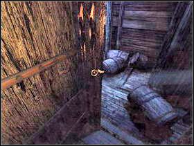 Beczki stoczą się odsłaniając wejście do windy. Wejdź do windy i wciśnij przycisk. - Karczma i jej okolice cz.7 | Dracula Zmartwychwstanie - Dracula: Zmartwychwstanie - poradnik do gry