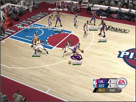 Tak wygląda sytuacja po wciśnięciu klawisza odpowiadającego za Direct Pass - [Sterowanie] Gra w ataku | NBA Live 2005 - NBA Live 2005 - poradnik do gry