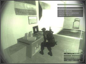 Teraz musisz wrócić się do centralnej części obiektu, a konkretnie miejsca, w którym znajdują się windy - Offices of Displace International (6) | USA | Splinter Cell Chaos Theory - Tom Clancys Splinter Cell: Chaos Theory - poradnik do gry