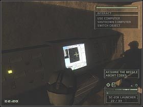 Wracaj do pomieszczenia z komputerami znajdującymi się przy bliższym Tobie wschodnim hangarze - NKA Coastal Battery (7) | North Korea | Tom Clancys Splinter Cell Chaos Theory - Tom Clancys Splinter Cell: Chaos Theory - poradnik do gry