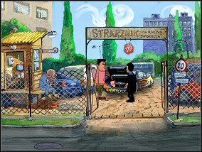 Spróbuj teraz dogadać się ze stróżem, żeby ten pozwolił zostawić na parkingu samochód - Akt 1 (cz.1) Chłopaki nie płaczą - Chłopaki nie płaczą - poradnik do gry