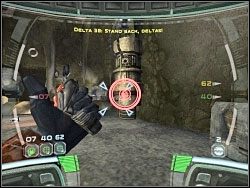 Gdy opanujesz sytuację, podłuż ładunek, po czym wysadź widoczny na obrazku słup - The Heart Of The Machine - Kampania I - Star Wars: Republic Commando - poradnik do gry