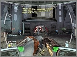 Gdy uporasz się z przeciwnikami, zza drzwi wyłoni się kolejny adwersarz - Troika - Kampania II - Star Wars: Republic Commando - poradnik do gry