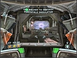 Gdy pojawi się walker, wejdź do niego i zniszcz ostatni regulator pola siłowego - Overwhelming Odds - Kampania II - Star Wars: Republic Commando - poradnik do gry