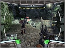 Brnąc dalej trafisz na coś w rodzaju okopu pełnego droidów - Obliterate The Outpost - Kampania III - Star Wars: Republic Commando - poradnik do gry