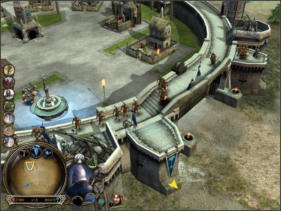 Ustaw po jednym batalionie Łuczników we Wieżach, resztę oddziałów umieść w Zamku (łuczników oczywiście na wewnętrznej ścianie) - Kair Andros - Strona Dobra - Władca Pierścieni: Bitwa o Śródziemie - poradnik do gry