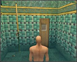 Aby skrócić jego cierpienia wychodzimy do przedsionka sauny, gdzie po prawej stronie znajdziemy zawór - Traditions of The Trade - Europa - Hitman: Codename 47 - poradnik do gry