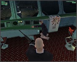 Ostatnie zadanie to wizyta na mostku, który, jak to zwykle bywa, znajduje się na samej górze statku - Plutanium Runs Loose - Europa - Hitman: Codename 47 - poradnik do gry
