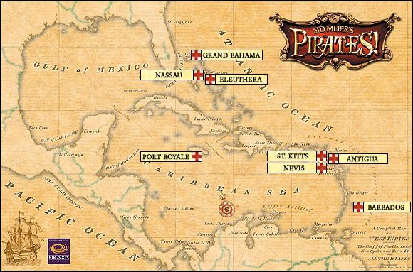 Mapa portów angielskich - Narodowość | Tworzenie bohatera w Sid Meiers Pirates! - Sid Meiers Pirates! (2004) - poradnik do gry