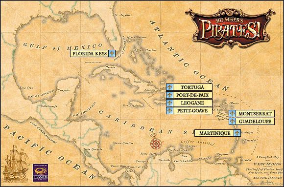 Mapa portów francuskich - Narodowość | Tworzenie bohatera w Sid Meiers Pirates! - Sid Meiers Pirates! (2004) - poradnik do gry