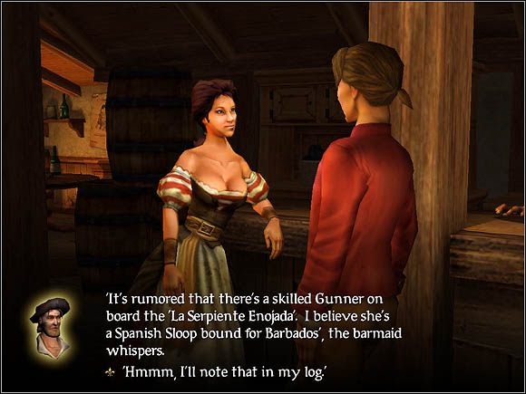 Barmanka może udzielić nam informacji na temat miejsca pobytu specjalistów - Specjaliści | Załoga w Sid Meiers Pirates! - Sid Meiers Pirates! (2004) - poradnik do gry