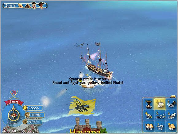 Rozrabiając w okolicach Hawany, naraziliśmy się na gniew miejscowego gubernatora - Okręty specjalnego przeznaczenia | Statki w Sid Meiers Pirates! - Sid Meiers Pirates! (2004) - poradnik do gry