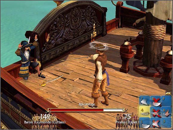 Mimo prawie dwukrotnej przewagi w załodze, baron musiał uznać wyższość bohatera - Pościg | Zaginieni krewni w Sid Meiers Pirates! - Sid Meiers Pirates! (2004) - poradnik do gry
