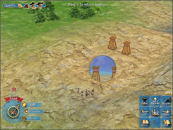 Zaledwie kilkanaście metrów dzieli nas od zaginionego miasta - Zaginione miasta | Rozmaitości | Sid Meiers Pirates! - Sid Meiers Pirates! (2004) - poradnik do gry