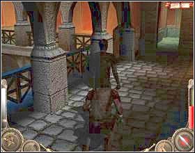 Zejdź po schodach na dół i podejdź do prawego narożnika ściany, która znajduje się przed tobą [1] - Misja 4 (cz.2) | Augustus W służbie Cezara - Augustus: W służbie Cezara - poradnik do gry