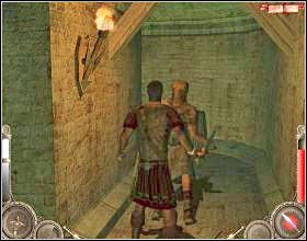 Wejdź do wody i idź przed siebie, tak długo aż dotrzesz do metalowej bramy, skręć wtedy w prawo i użyj drewnianej dźwignij [1] - Misja 5 (cz.1) | Augustus W służbie Cezara - Augustus: W służbie Cezara - poradnik do gry