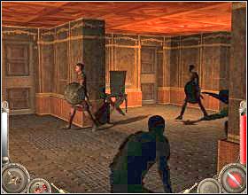 W następnym pokoju rozpraw się z jedynym pozostałym przy życiu strażnikiem, skorzystaj z kolejnej instrukcji wiszącej na ścianie oraz zabierz klucz z komody [1] - Misja 6 (cz.2) | Augustus W służbie Cezara - Augustus: W służbie Cezara - poradnik do gry