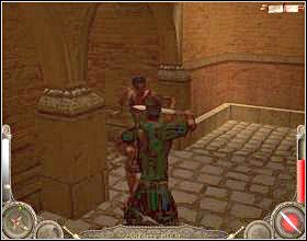 Kiedy oczyścisz teren z prawej strony, rusz tam i skręć przy handlarzu do pomieszczenia z prawej [1] - Misja 7 (cz.2) | Augustus W służbie Cezara - Augustus: W służbie Cezara - poradnik do gry