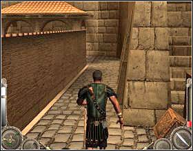 Skręć w prawo i idź do samego końca muru, gdzie znajdziesz dziurę prowadzącą do ogrodu [1] - Misja 7 (cz.2) | Augustus W służbie Cezara - Augustus: W służbie Cezara - poradnik do gry