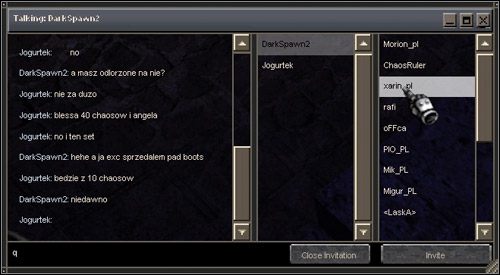 U samej góry okienka znajduje się ksywka postaci, z którą w tym momencie rozmawiamy - Friends List | Porady i opis mechanik rozgrywki w MU Online - MU Online - poradnik do gry