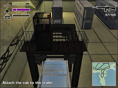 Wsiądź teraz do samej ciężarówki i podjeżdżając na wstecznym podepnij ją do przyczepy - Misja 3 - 18-Wheeler | Nicea Driver 3 - Driver 3 - poradnik do gry