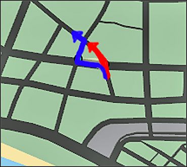 Powyższa sytuacja przedstawia jedną z możliwych tras przejazdu uciekającego samochodu oraz jeden z niewielu w całej grze punktów, w których można zastosować skrót - Misja 8 - Rescue Dubois | Nicea Driver 3 - Driver 3 - poradnik do gry