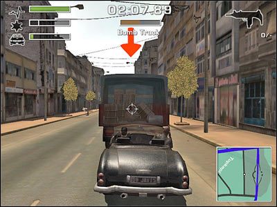 Najlepszym sposobem na szybkie przejście tej misji jest wskoczenie bezpośrednio na tył ciężarówki - tym sposobem bomby będą przelatywać nad nami - Misja 6 - Bomb Truck | Istambuł Driver 3 - Driver 3 - poradnik do gry