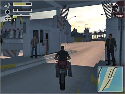 Wartownicy otworzą Ci przejście, gdy do nich podjedziesz. - Misja 9 - Dodge Island | Miami Driver 3 - Driver 3 - poradnik do gry