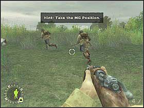 Podbiegnij do ukazanego na pierwszym screenie stanowiska maszynowego - Ambush at Exit 4 (3) | Rozdział 4 | Brothers in Arms Road to Hill 30 - Brothers in Arms: Road to Hill 30 - poradnik do gry