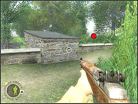 Znajdujących się w oddali żołnierzy będziesz mógł zlikwidować ostrożnie wychylając się zza kamiennej przeszkody, przy której aktualnie stoisz - Objective XYZ (3) | Rozdział 5 | Brothers in Arms Road to Hill 30 - Brothers in Arms: Road to Hill 30 - poradnik do gry