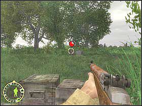 Kieruj się w stronę ukazanej na pierwszym screenie stodoły - Action at Vierville (2) | Rozdział 8 | Brothers in Arms Road to Hill 30 - Brothers in Arms: Road to Hill 30 - poradnik do gry